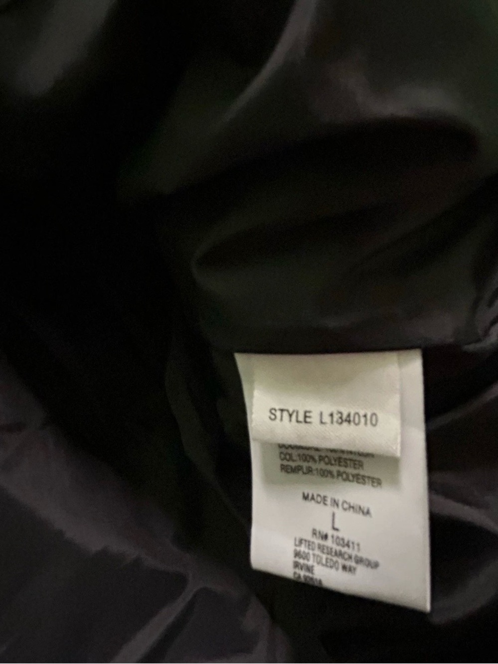 NWOT Men’s Black Winter Puffer Jacket Corduroy Fur Neck Size Large - Picture 6 of 6